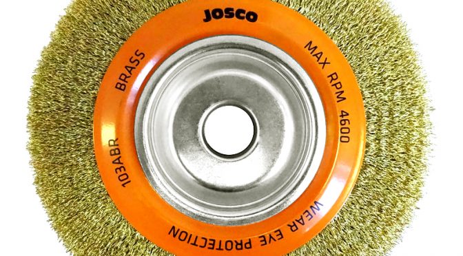 Josco 200mm Crimped Brass Wheel Brush Multi-Bore